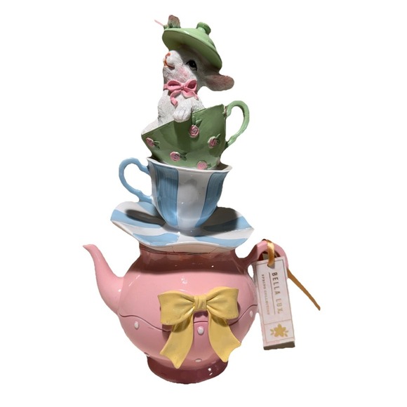 Regency International Other - Regency Pre-Order Whimsical Teacup Teapot Stack with Bunny MT26633